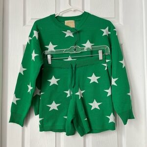 Judith March Green Star Knit Loungewear Set M/L